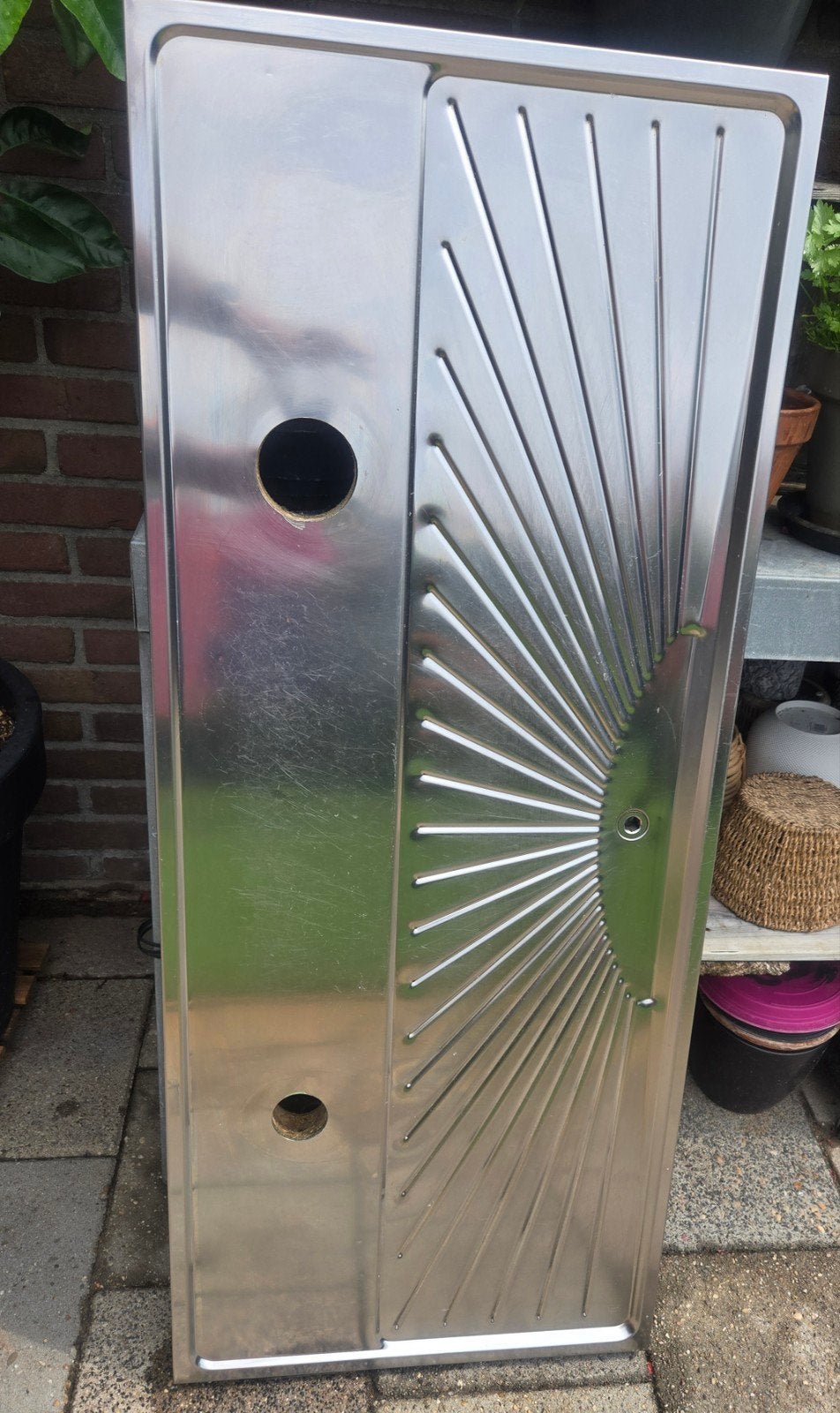 RVS Tapblad / Lekblad 120x50cm met 2 gaten voor Bar, Witgoed en Apparatuur, Thuistaps, Ophalen of Verzenden, Gebruikt, Overige merken