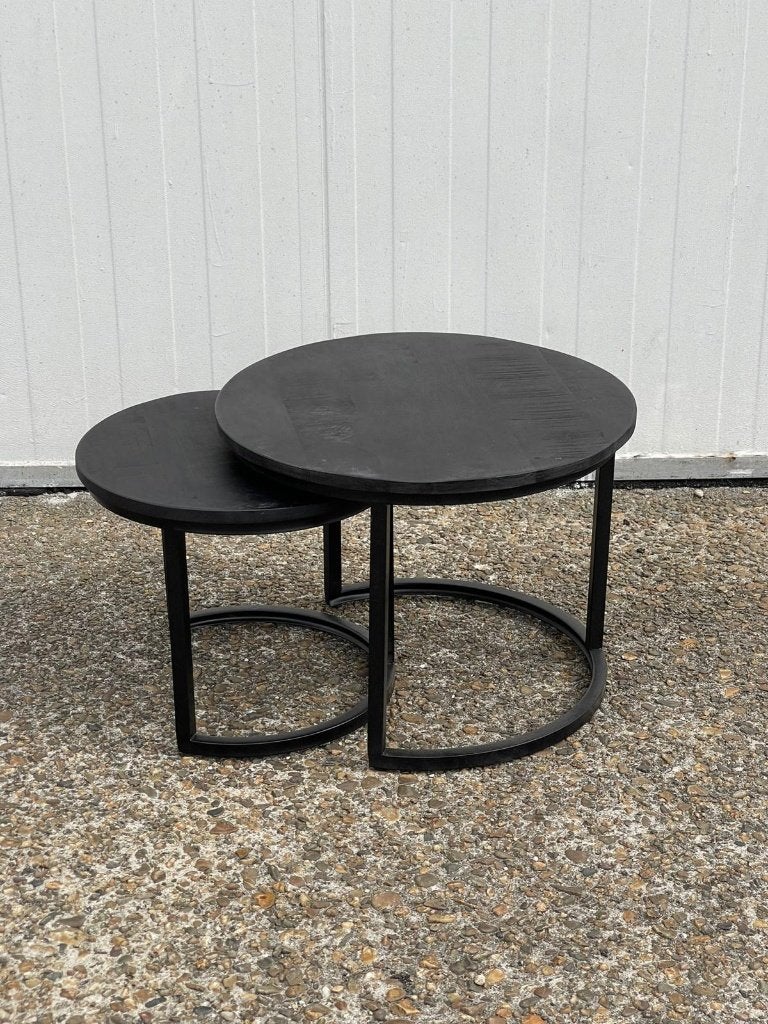 Nieuwe salontafelset mango 2 Delig goud richmond look nieuw, Rond, Nieuw, Overige materialen, Minder dan 45 cm