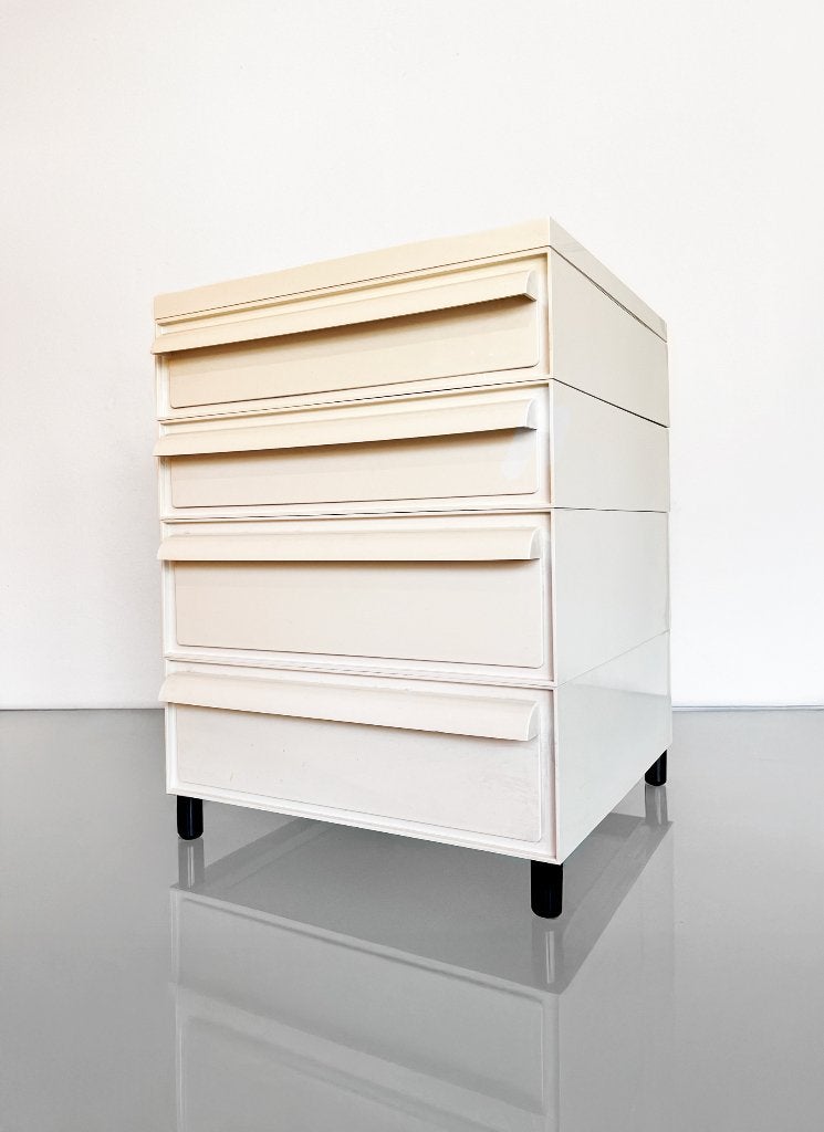Vintage Kartell Simon Fussel 4602 ABS creme ladekast, Ophalen, Kunststof, Gebruikt, 5 laden of meer