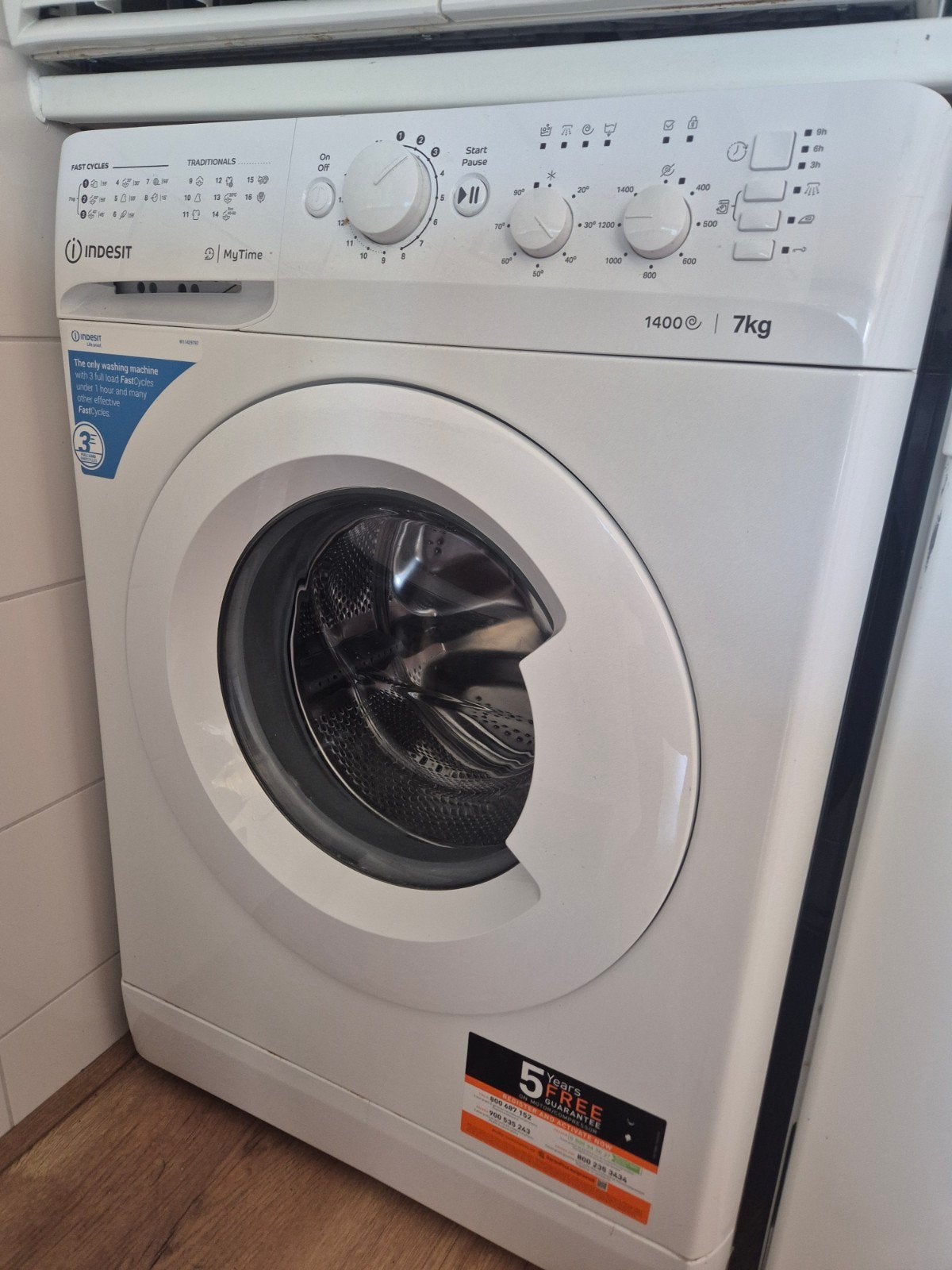 Indesit MyTime wasmachine, Witgoed en Apparatuur, Wasmachines, 6 tot 8 kg, Ophalen, 1200 tot 1600 toeren, 85 tot 90 cm