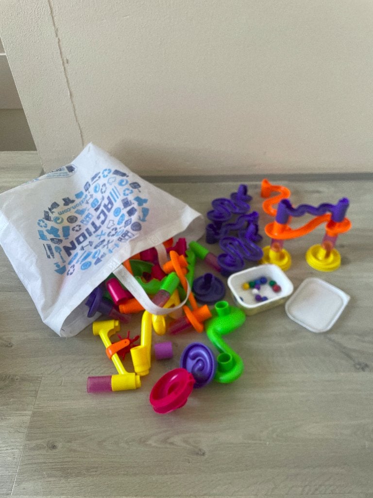 Kleurrijke knikkerbaan set, Ophalen, Gebruikt, Bouwen