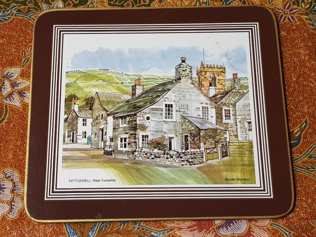 Zes mooie oude Clover Leaf placemats uit Engeland in de doos, Antiek en Kunst, Ophalen of Verzenden