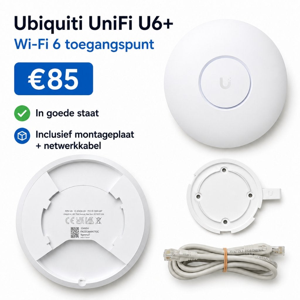Ubiquiti UniFi U6+ (plus )Wi‑Fi 6 toegangspunt – als nieuw, Computers en Software, Accesspoints, Verzenden, Zo goed als nieuw