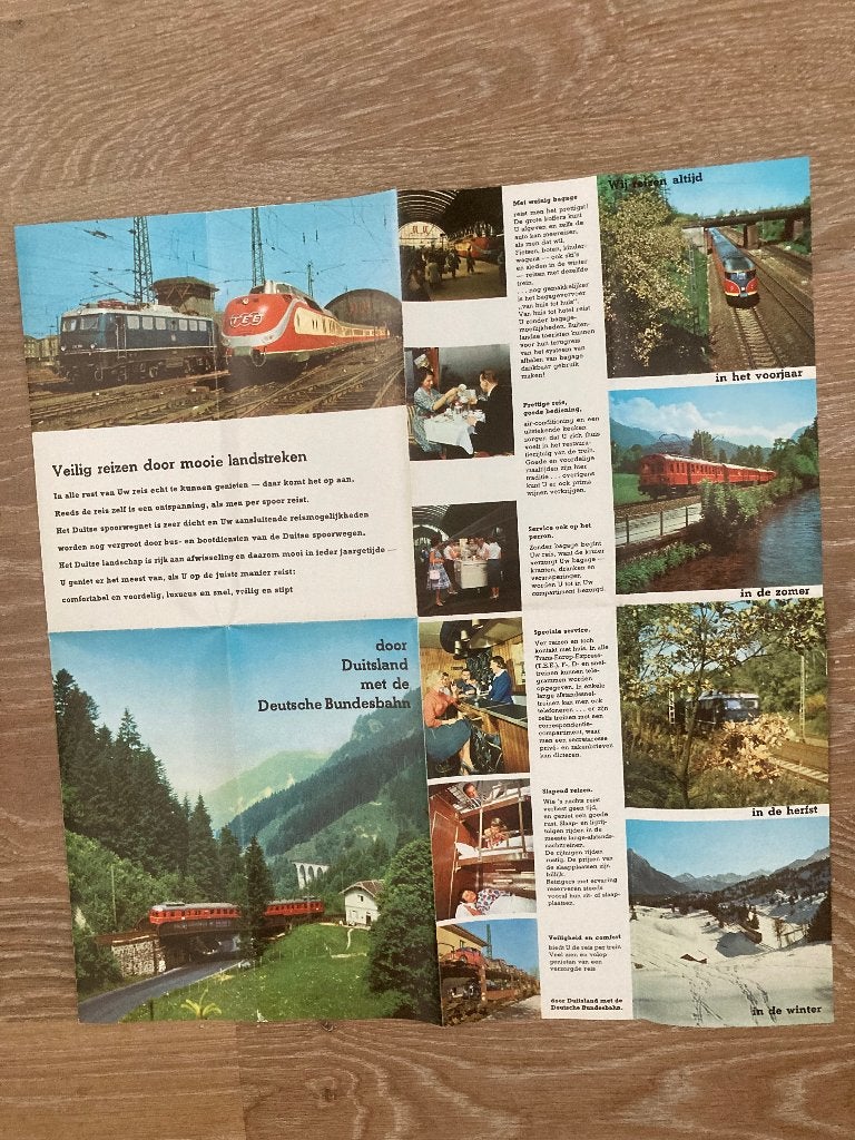 flyer bundesbahn  met spoorkaart1962, Verzenden, Zo goed als nieuw, Trein, Kaart of Prent