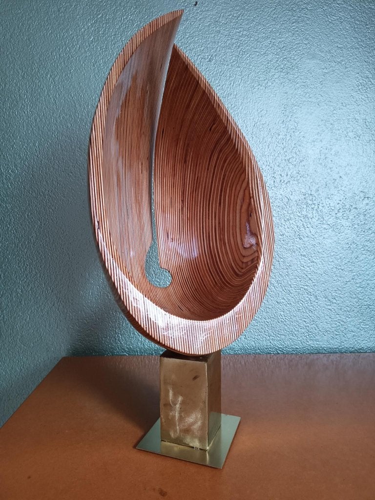 sculpture " Safe Space", Antiek en Kunst, Kunst | Beelden en Houtsnijwerken, Overige onderwerpen, Beeld, Hout, Beige