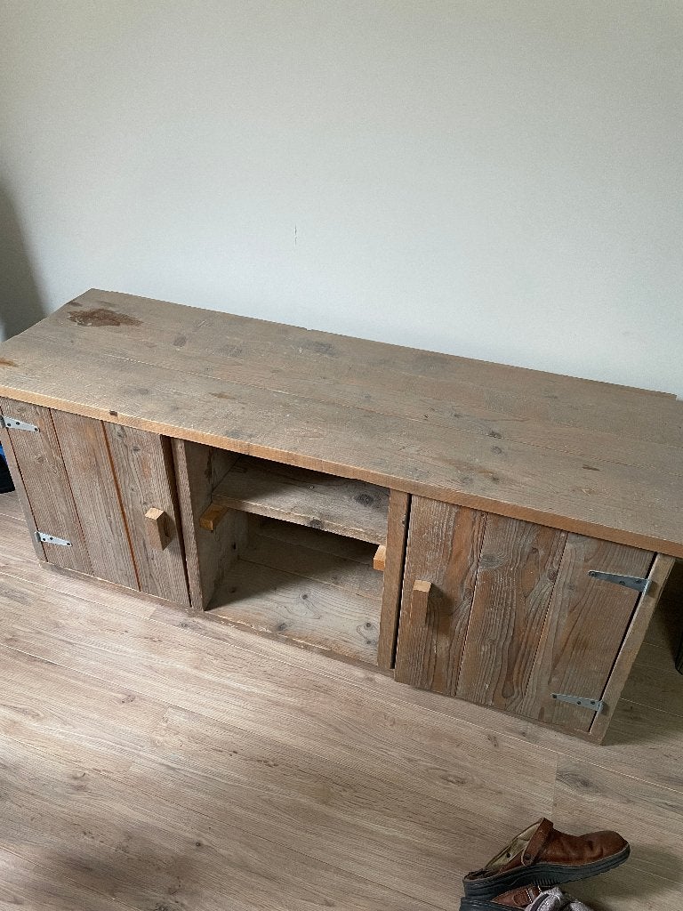 Lage kast steigerhout, Ophalen, Gebruikt, 100 tot 150 cm, Steigerhout