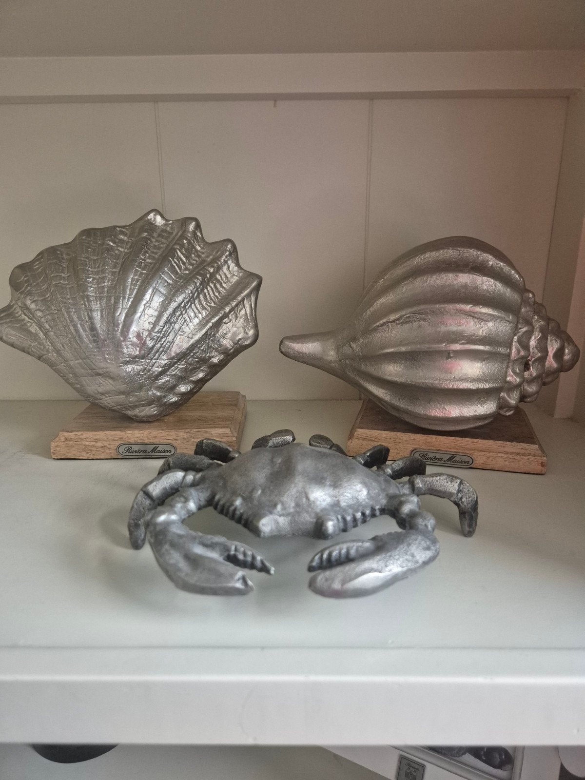 Riviera Maison decoratie set: 2 schelpen en 1 krab, Mediterraans, Ophalen of Verzenden, Zo goed als nieuw, Metaal