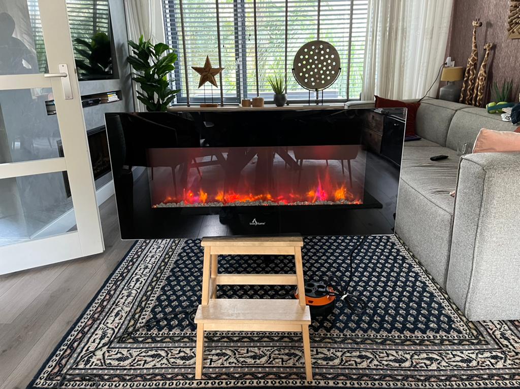Livin Flame Brighton 98cm - elektrische sfeerhaard -, Huis en Inrichting, Ophalen, Zo goed als nieuw, Hangende haard, Elektrische haard