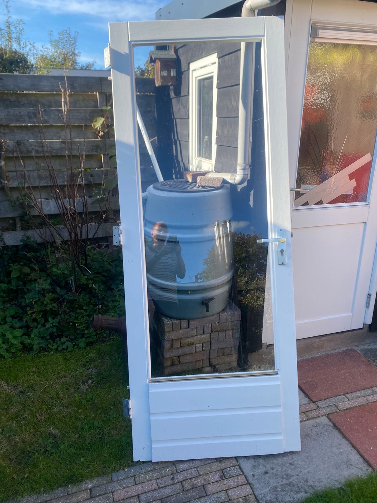 Hardhouten buitendeur met enkel glas, Ophalen, Gebruikt, 80 tot 100 cm, Buitendeur