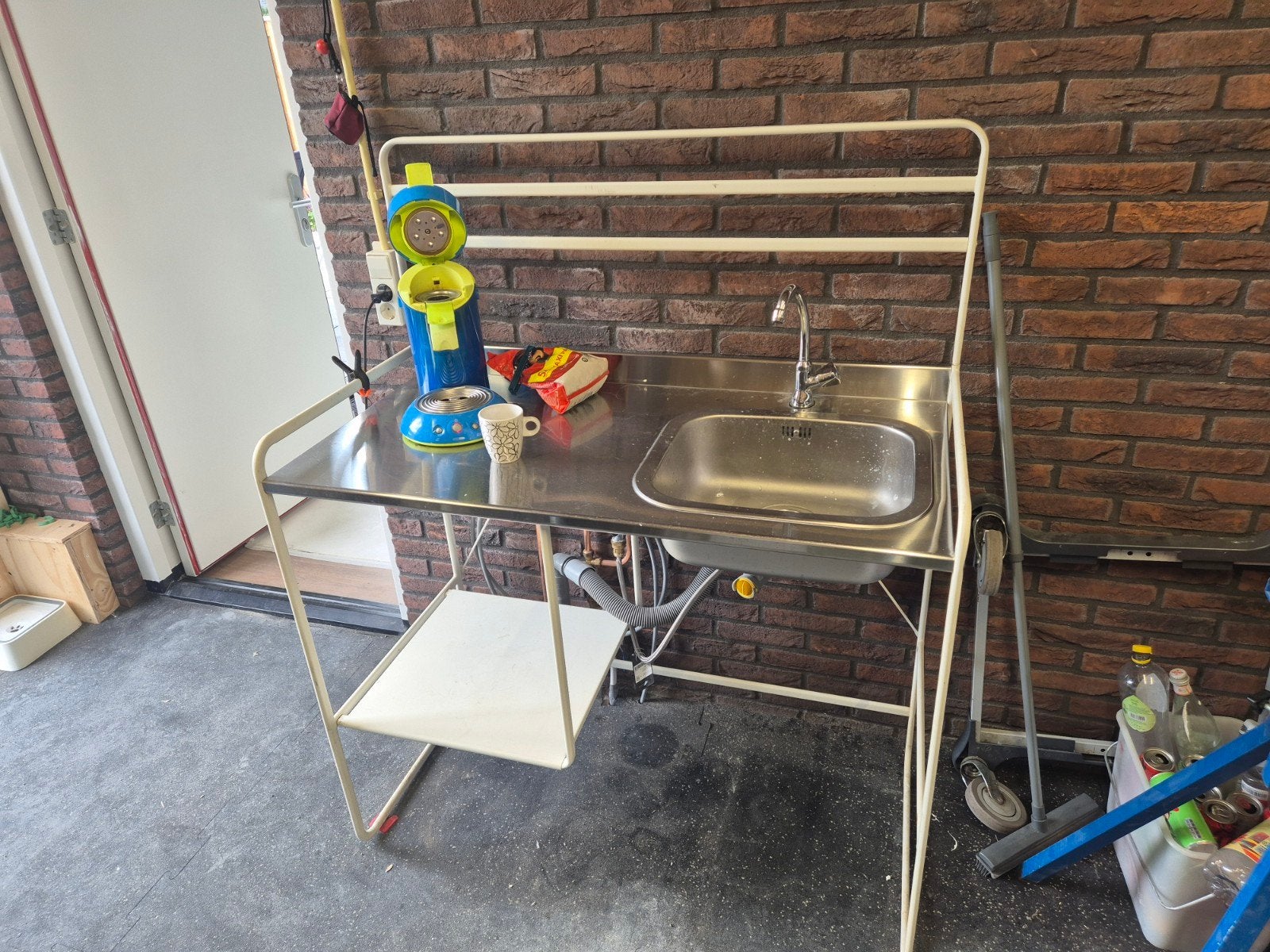 RVS Keukentrolley met spoelbak en kraan, Ophalen, Gebruikt, Metaal, Overige merken
