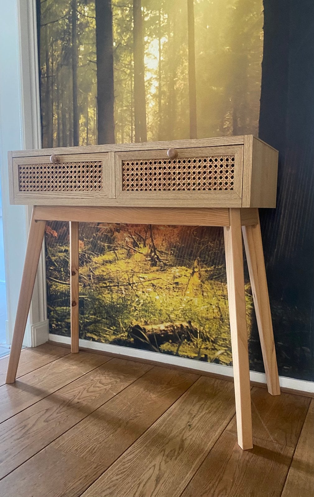 Sidetable Java met webbing lades - 77,5x80x30, 50 tot 100 cm, Ophalen of Verzenden, Zo goed als nieuw, 25 tot 50 cm