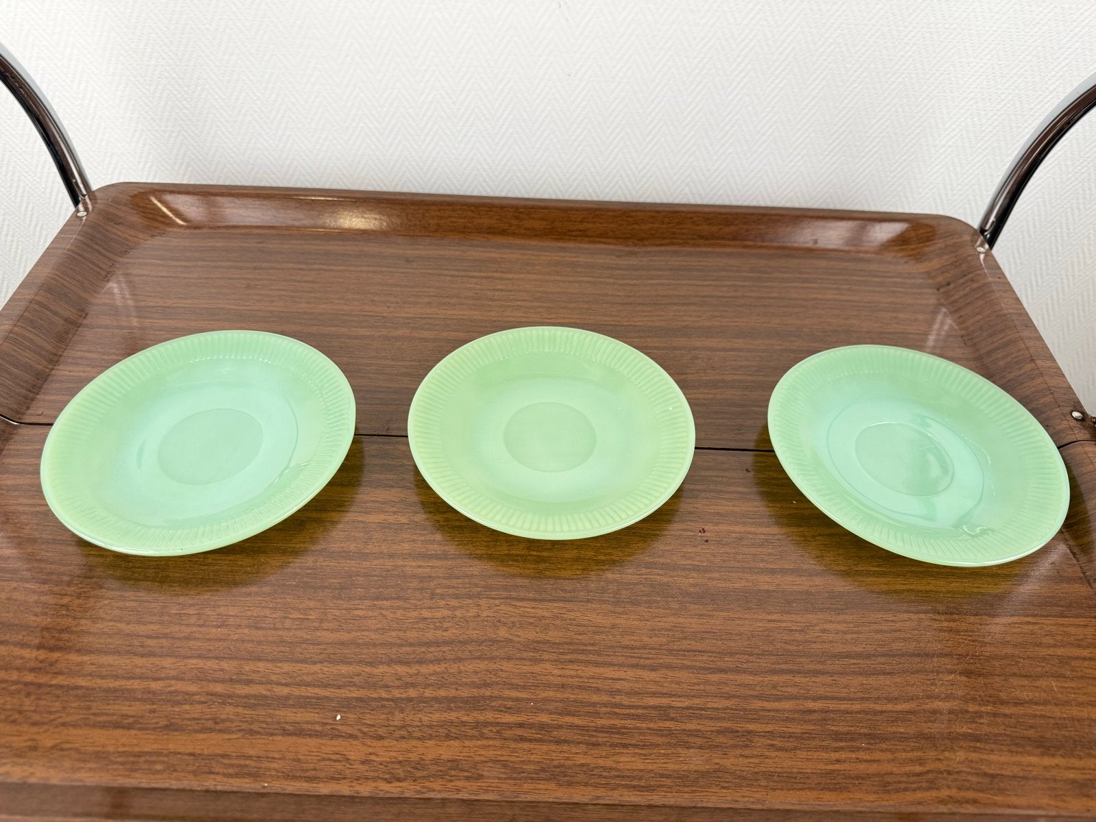 Set van 3 Fire King Jadeite schoteltjes, Ophalen of Verzenden