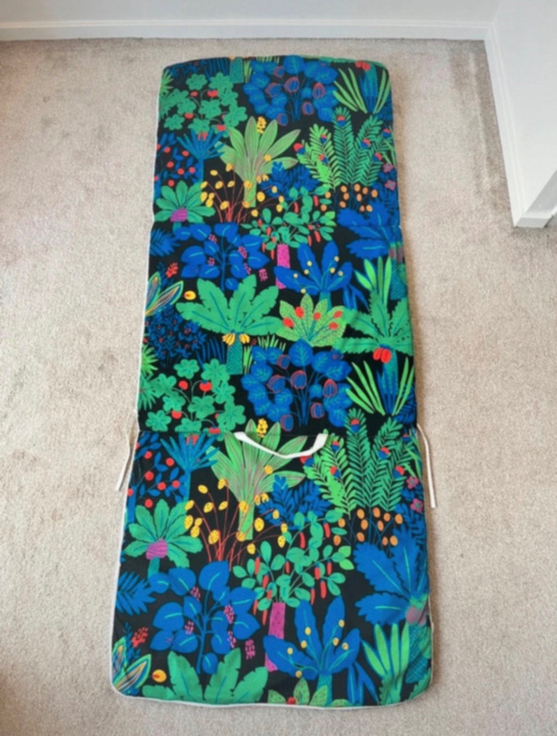 Vintage ligbed kussen, 149x60cm. Retro 60s 70s print boho, Tuin en Terras, Verzenden, Gebruikt