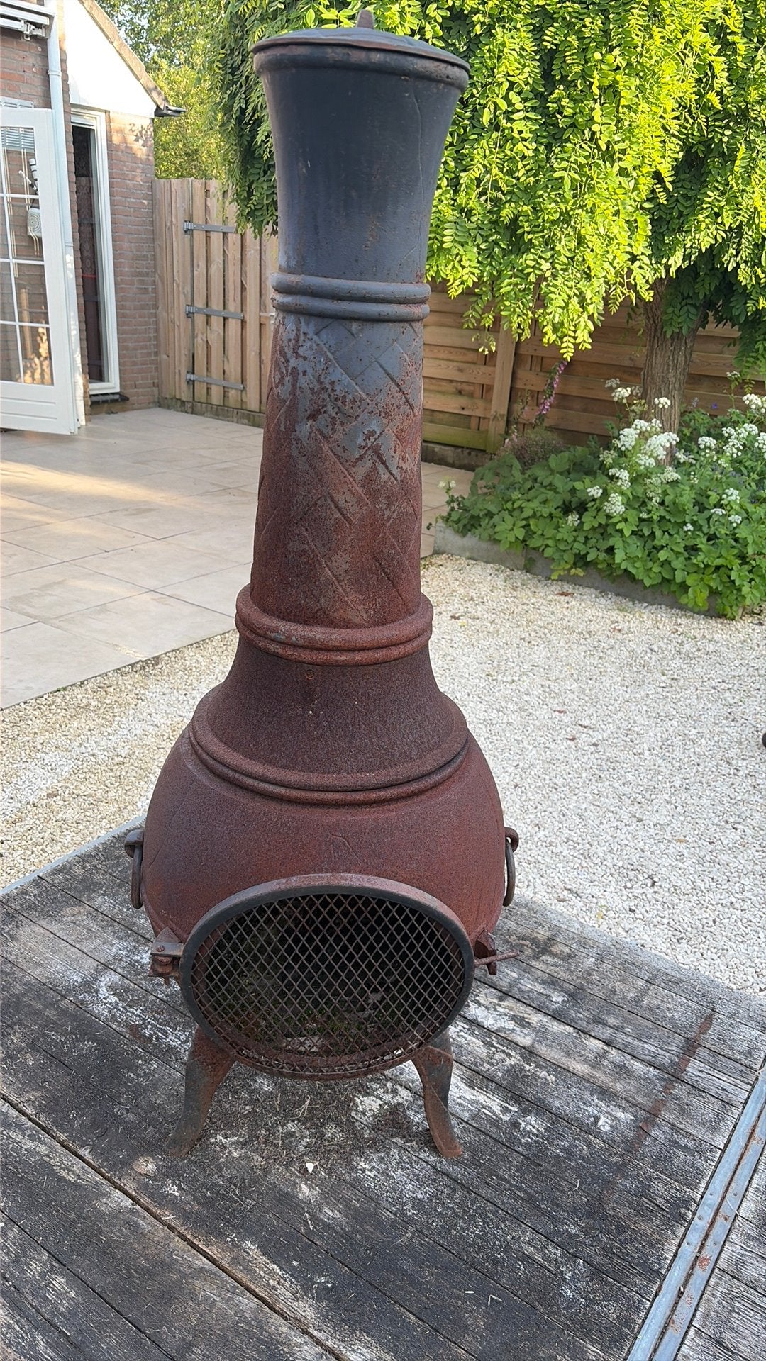 Buitenkachel gietijzer, Tuin en Terras, Ophalen, Gebruikt