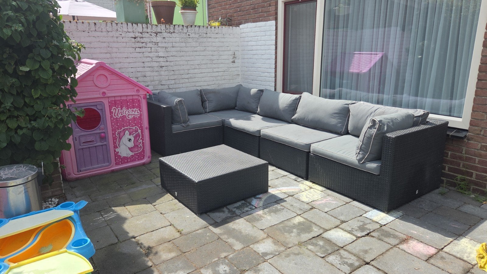 Comfortabele Wicker Loungeset met Kussens, Tuin en Terras, Ophalen, Gebruikt, Loungeset, Wicker