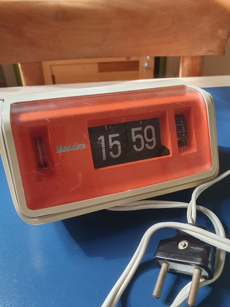 Flipclock wekker Mandico vintage, Huis en Inrichting, Gebruikt, Analoog, Ophalen of Verzenden, Retro