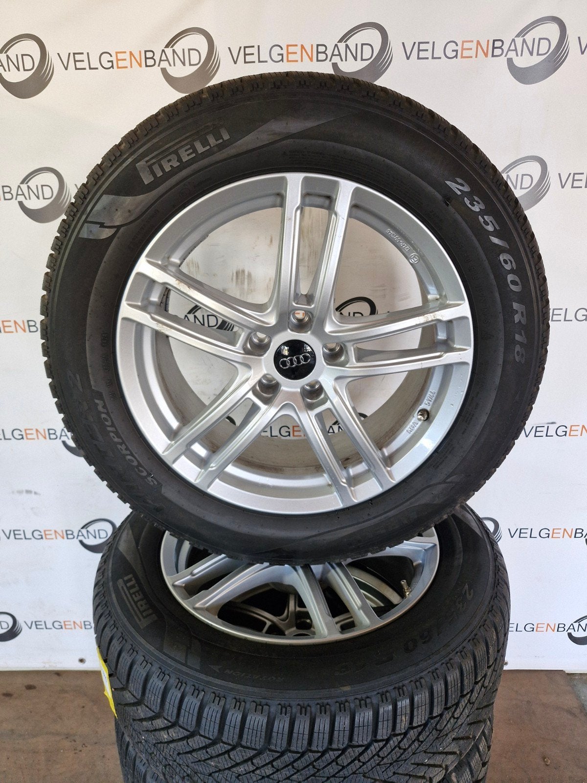 Winterset Audi Q5 235 60 18 5x112 66.5 Pirelli TMPS winter, Auto-onderdelen, Banden en Velgen, 18 inch, Gebruikt, ., Banden en Velgen