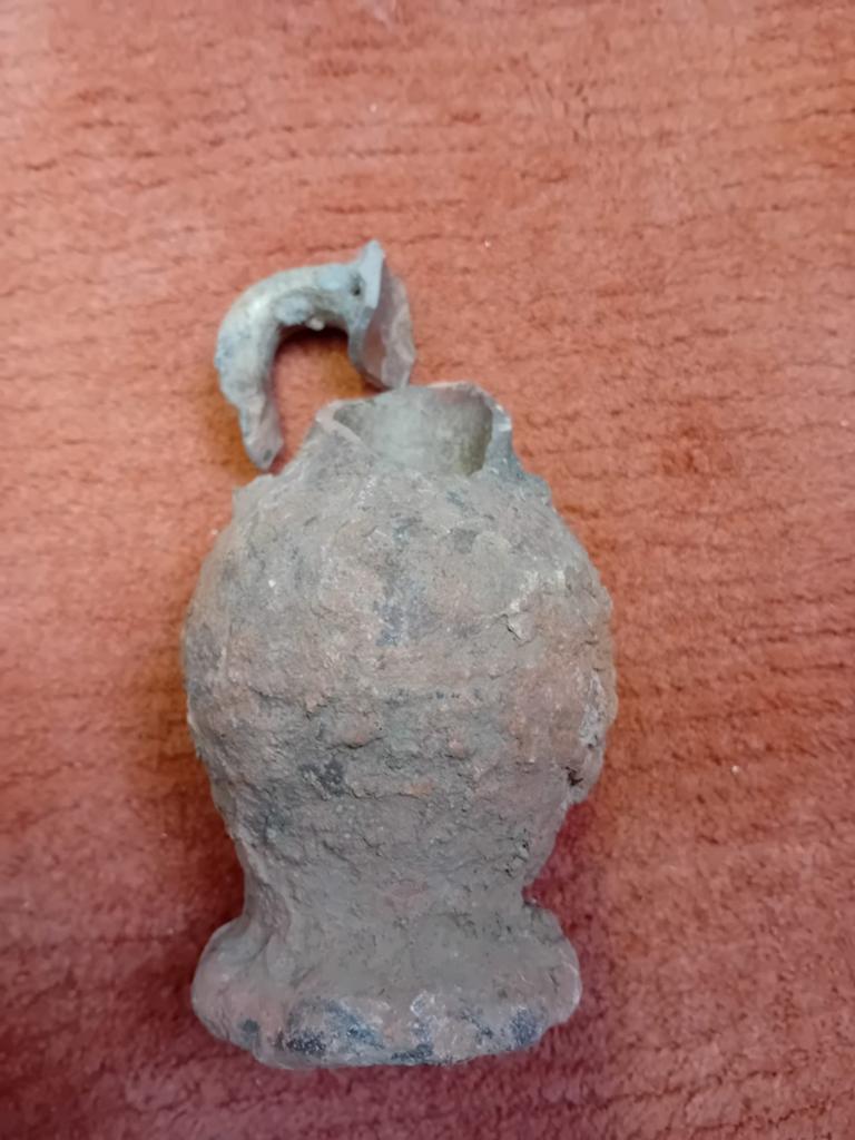 Raeren steengoed kan circa 1450, Antiek en Kunst, Antiek | Keramiek en Aardewerk, Ophalen of Verzenden