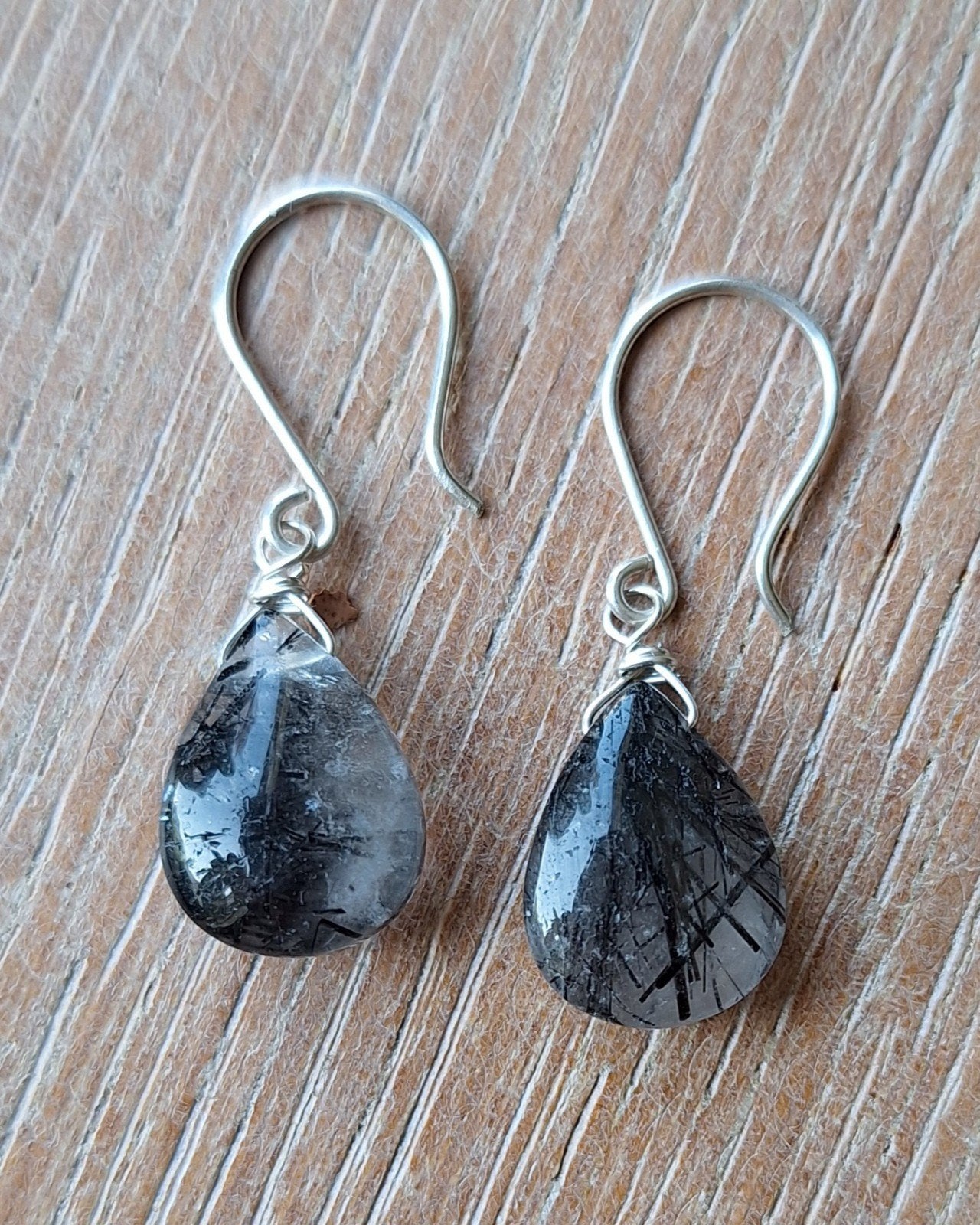 handgemaakte oorbellen echt zilver en rutielkwarts, Sieraden, Tassen en Uiterlijk, Oorbellen, Hangers, Verzenden, Nieuw, Zilver