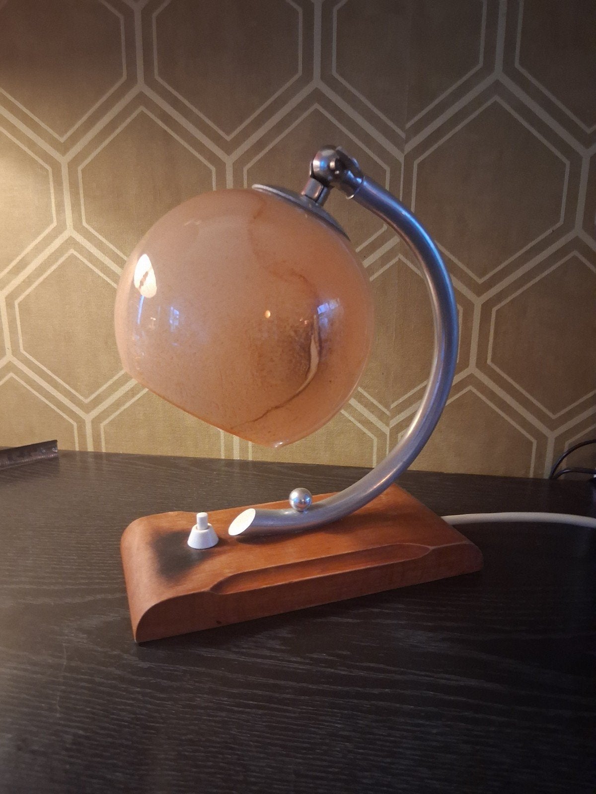 Prachtige Vintage Art Deco Tafellamp / Bedlampje – Chroom, Ophalen of Verzenden