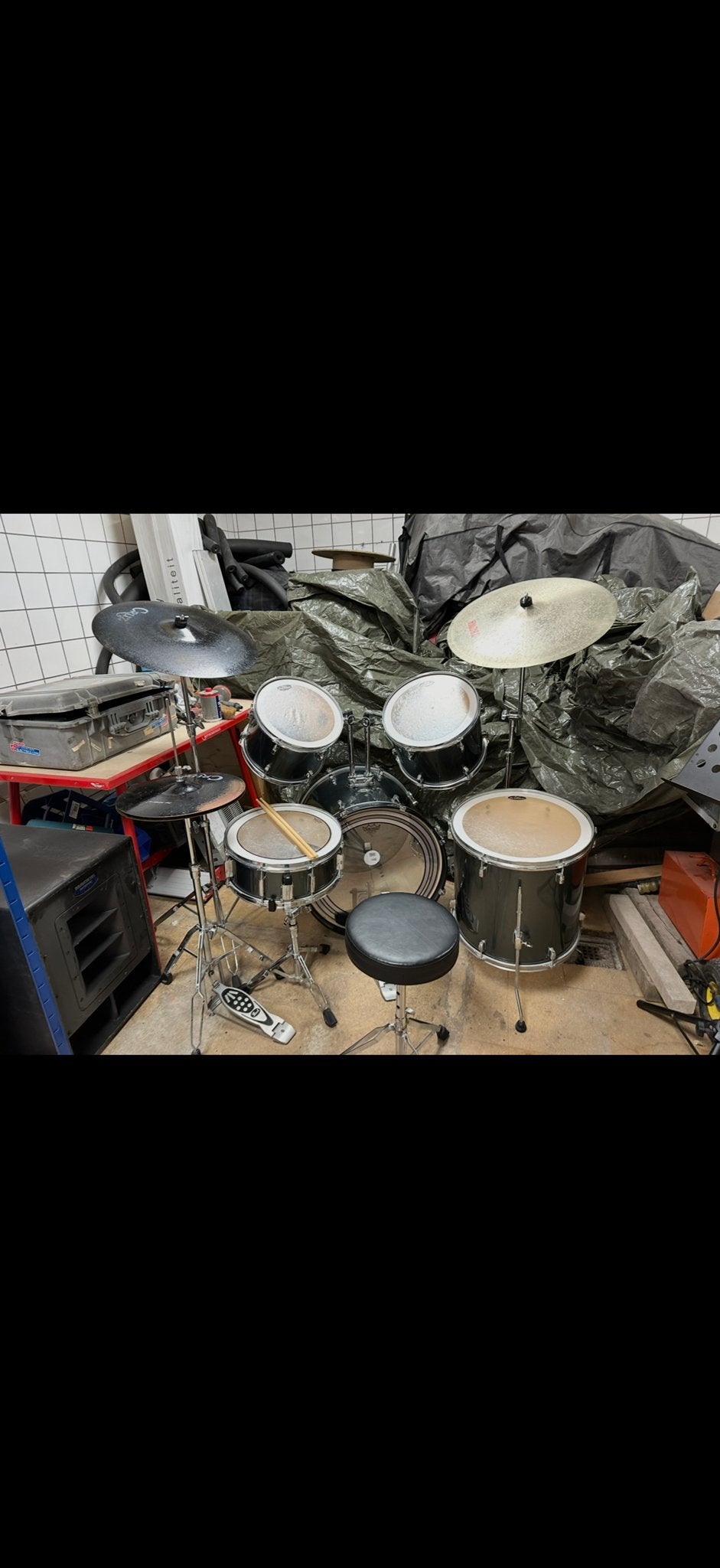 Compleet drumstel met bekkens en kruk pearl, Ophalen, Gebruikt, Overige merken