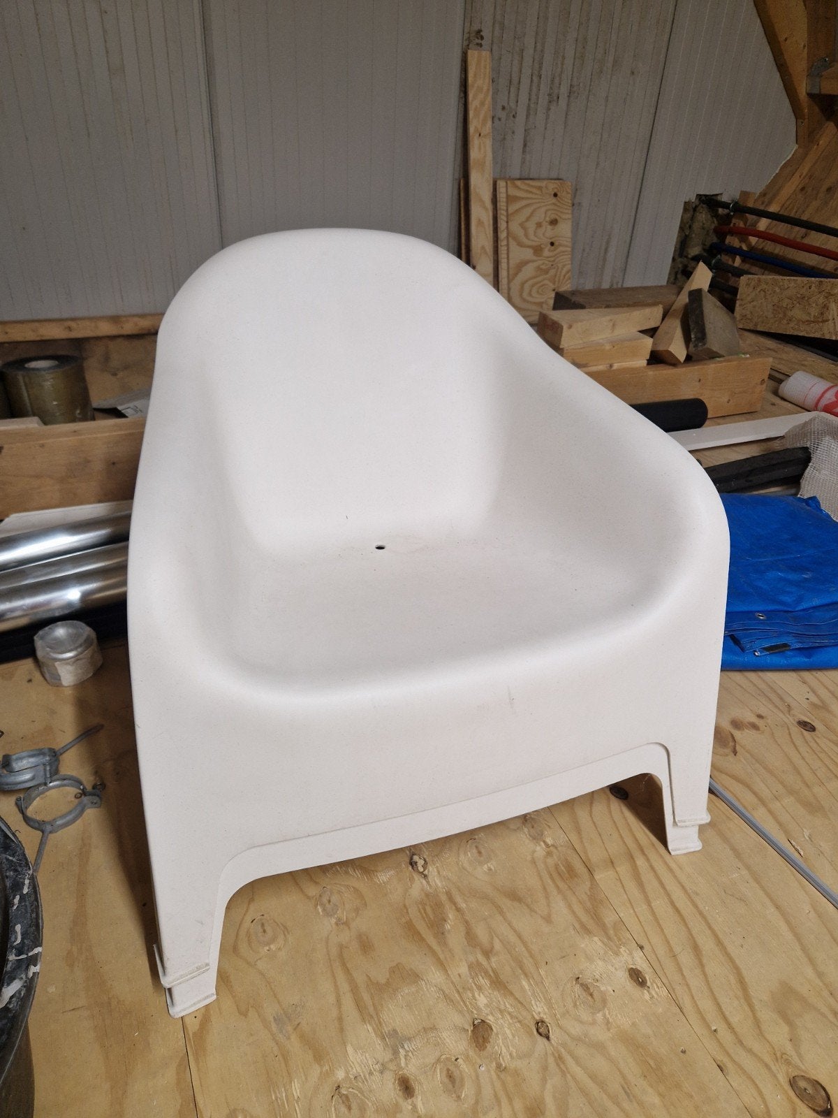 2x fauteuil skarpo ikea wit, Ophalen, Zo goed als nieuw, Kunststof, Stapelbaar