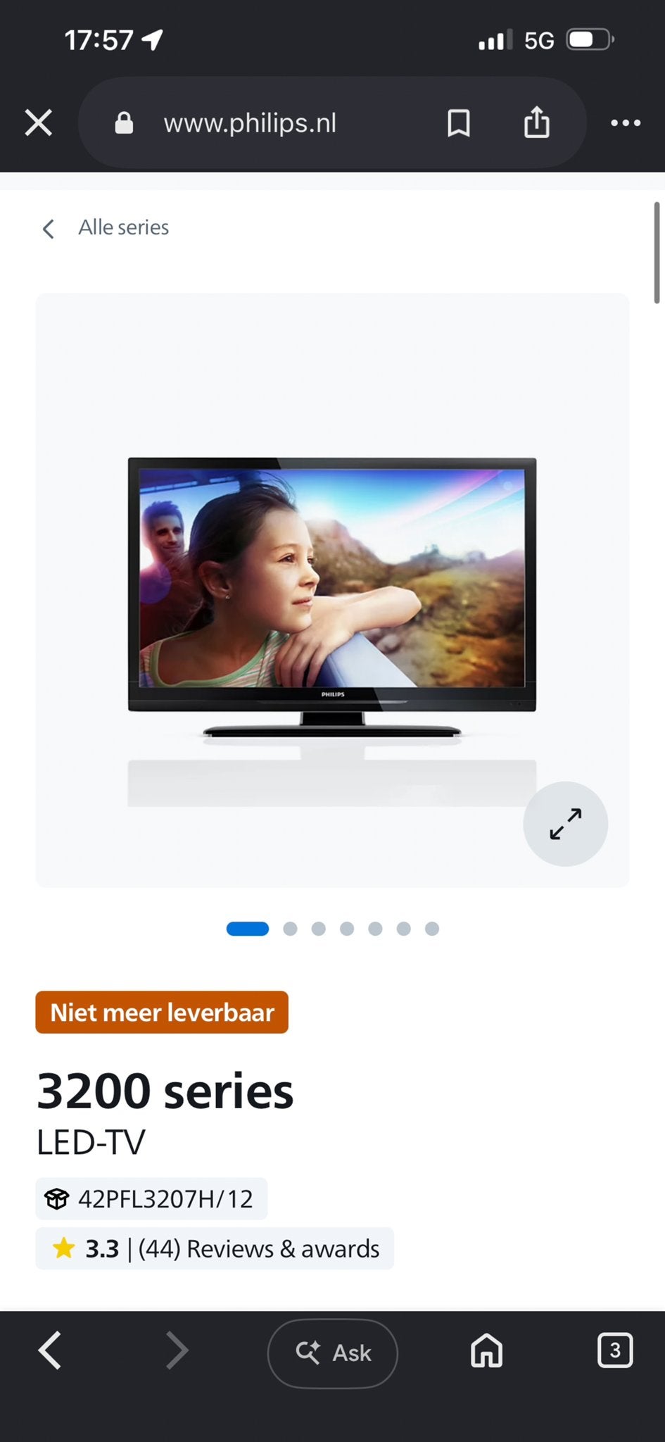 Philips 3200 series 42PFL3207H/12 LED-TV met muurbeugel, Philips, 50 Hz, Ophalen of Verzenden, 100 cm of meer