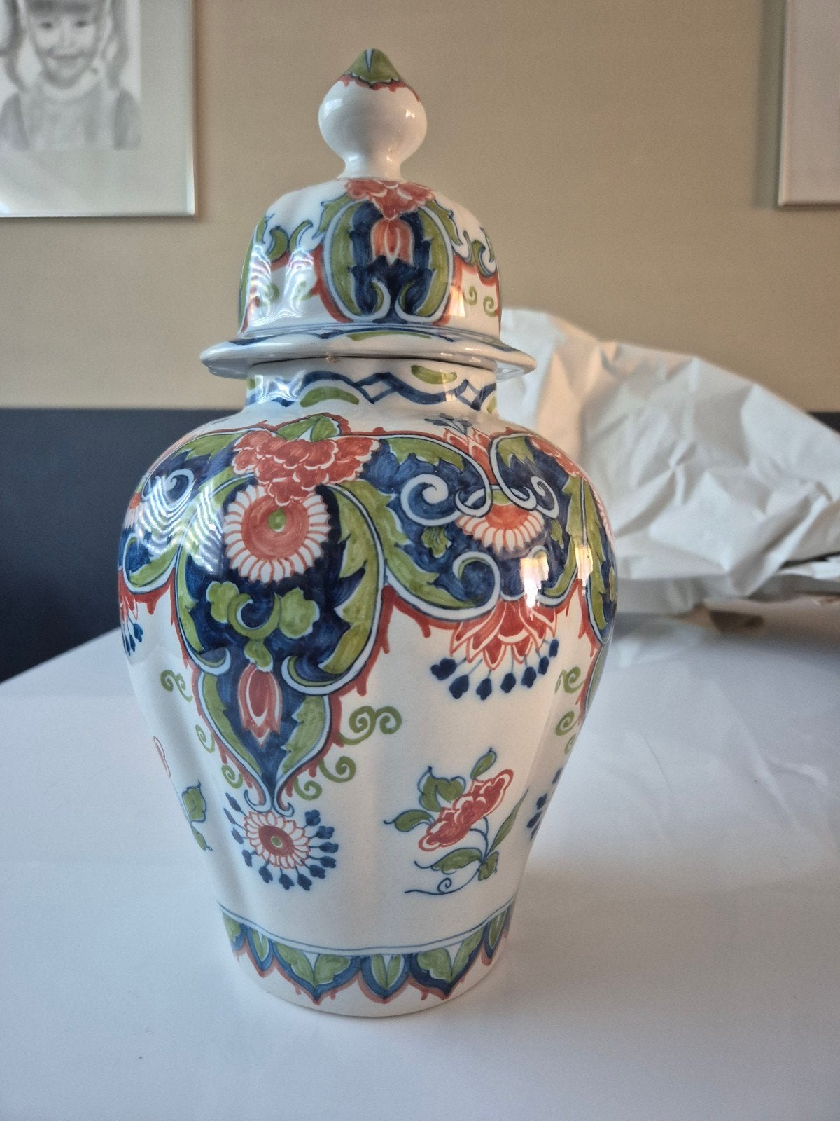 Antieke Delfts Blauw Gemberpot - Handgeschilderd, Ophalen