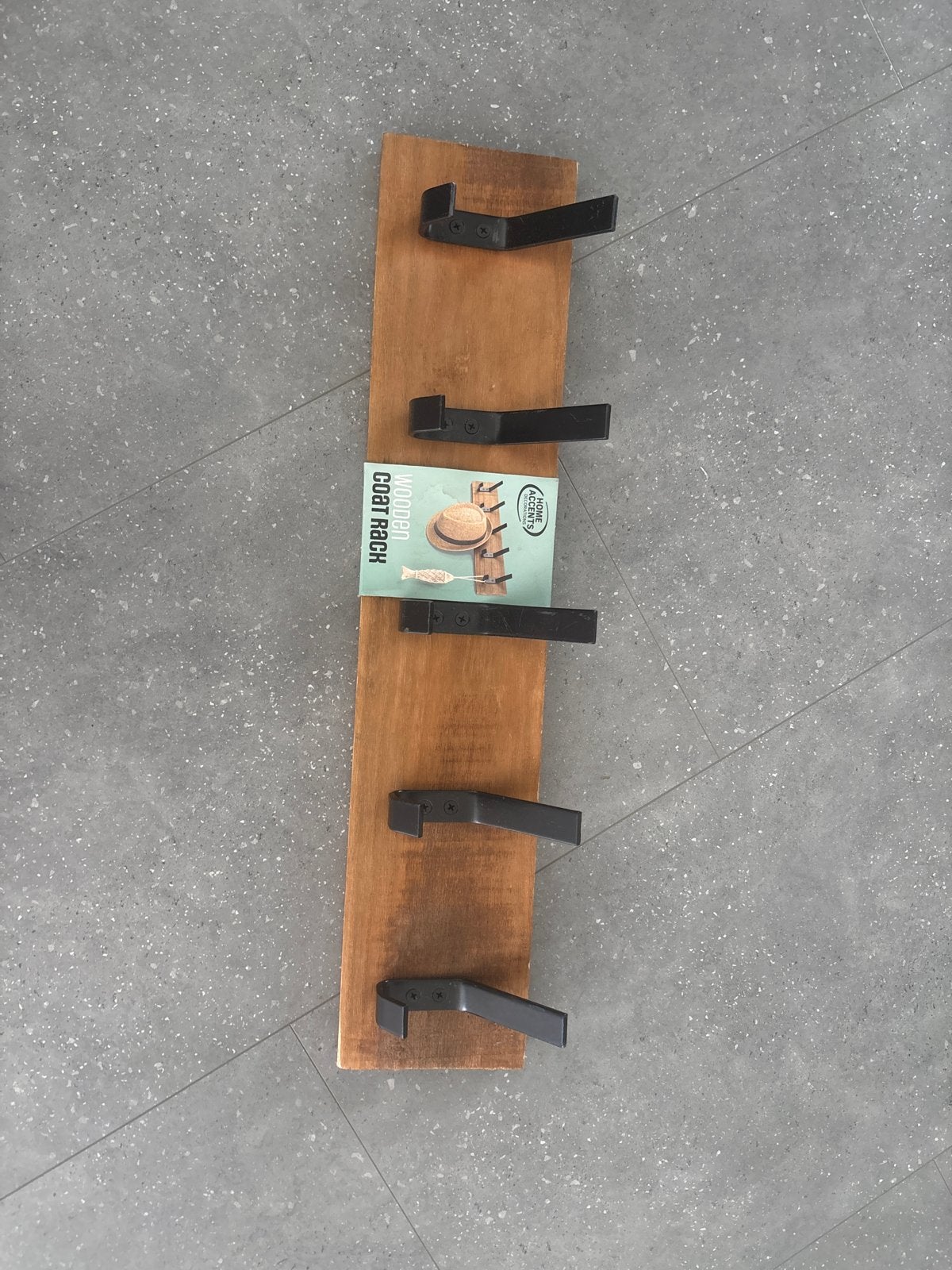 Nieuwe houten kapstok met zwarte haken, Nieuw, Minder dan 100 cm, Hout, Ophalen