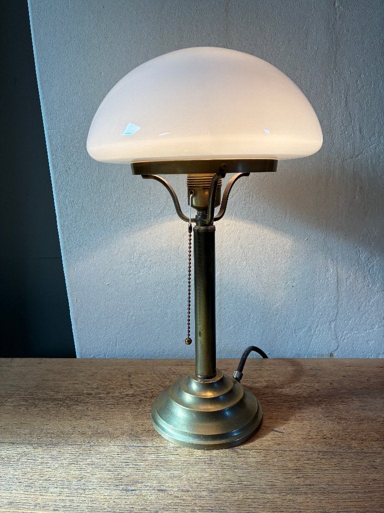 Berlijnse tafellamp messing Art Nouveau - paddenstoellamp, Ophalen, Overige merken, Paddenstoellamp, 39 cm