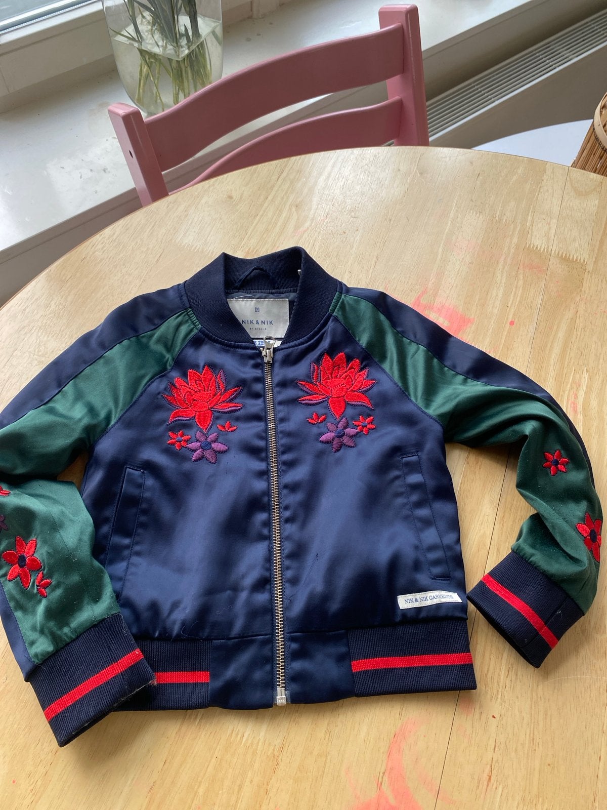 Nikkie & Nikkie bomberjack met bloemenborduursels, Ophalen, Gebruikt, Meisje, Jas