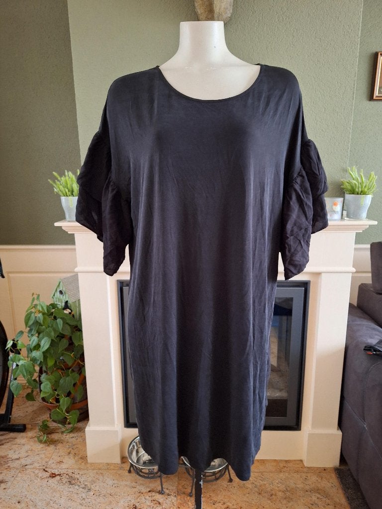 Minimum trompet mouw zwart basic jurk LBD 44 XL 46, Minimum, Verzenden, Zwart, Maat 46/48 (XL) of groter