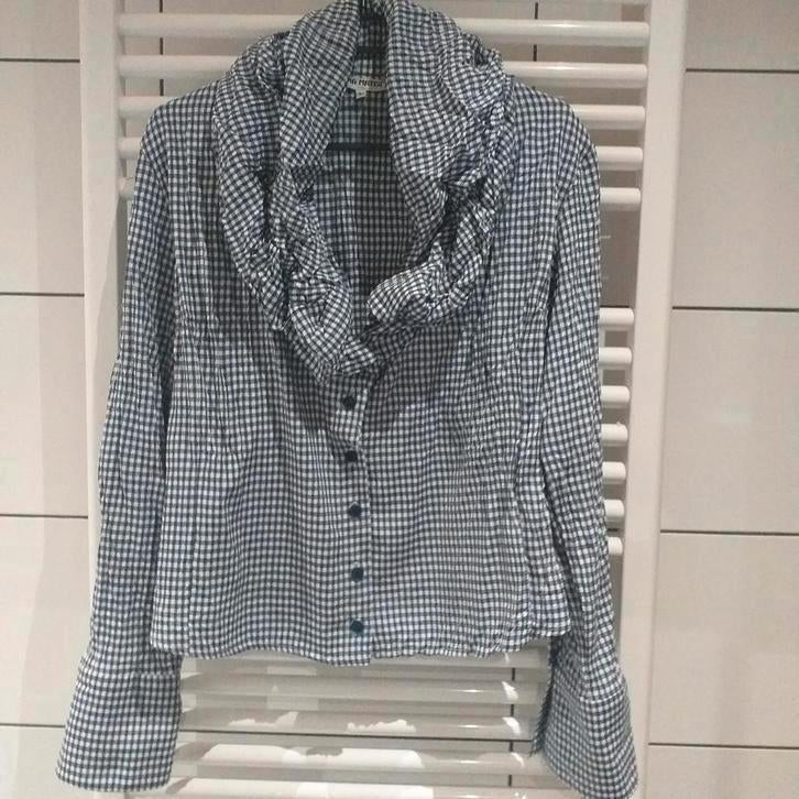 Blauw/wit geblokte blouse mt.42 van Alma Mater, Kleding | Dames, Blauw, Alma mater, Maat 42/44 (L), Ophalen of Verzenden