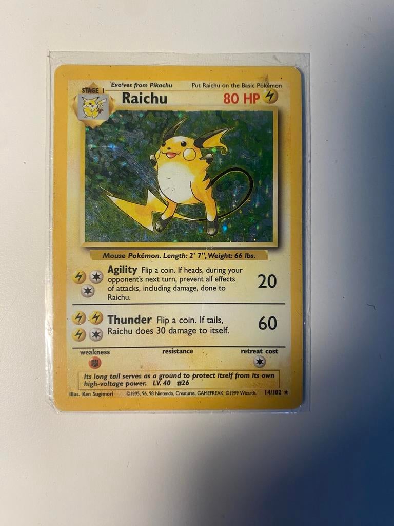 Raichu Holo 14/102, Ophalen of Verzenden, Zo goed als nieuw
