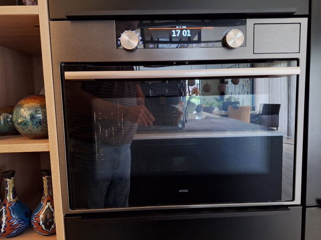 ATAG inbouw combi stoomoven, Witgoed en Apparatuur, Ovens, Ophalen, 45 tot 50 cm, Gebruikt, Hete lucht