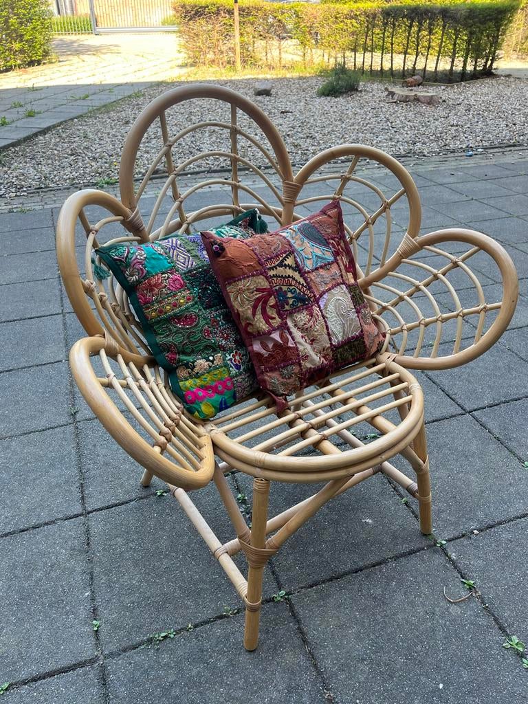 Rotan bloemstoel boho - Zo goed als nieuw!, Ophalen, Overige kleuren, Riet of Rotan, Zo goed als nieuw