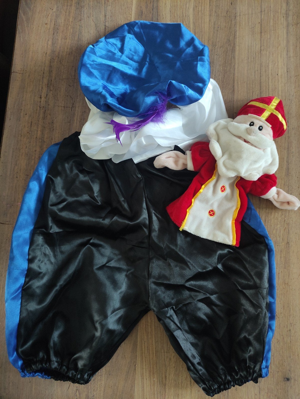Pietenpak, blauw, kind, met handpop Sinterklaas., Ophalen of Verzenden, Zo goed als nieuw