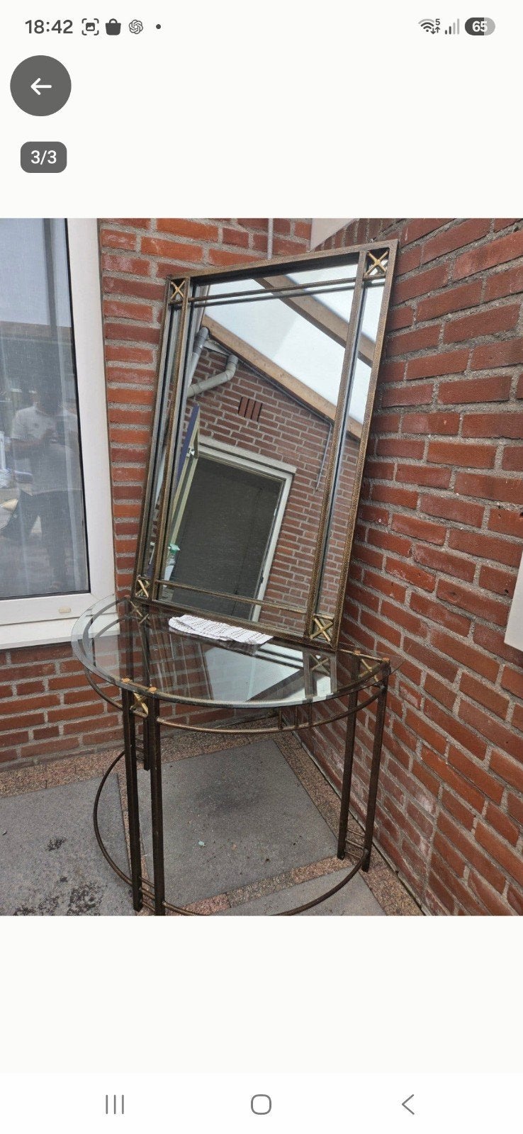 Spiegel en console tafel set, Gebruikt, 100 tot 150 cm, Ophalen of Verzenden, 75 tot 100 cm