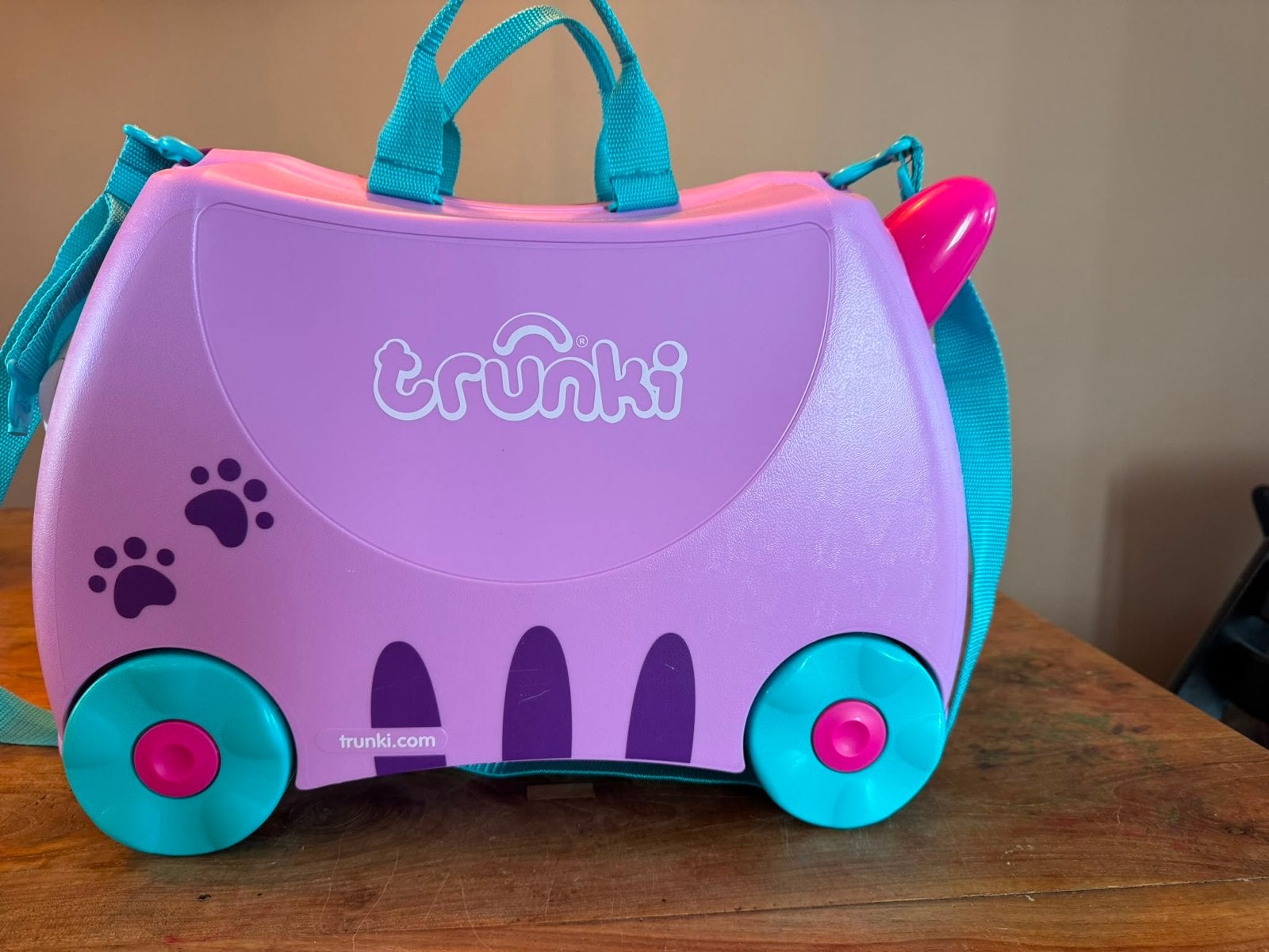 Trunki Kinderkoffer Roze met Wieltjes en Trekband, 40 tot 60 cm, Gebruikt, 20 tot 30 cm, Roze