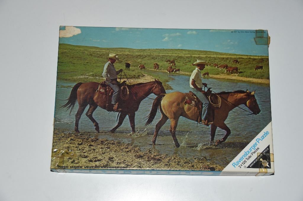 2 Maxi Cowboys & Indianen Ravensburger legpuzzels puzzel, Verzenden, Minder dan 500 stukjes, Gebruikt, Legpuzzel