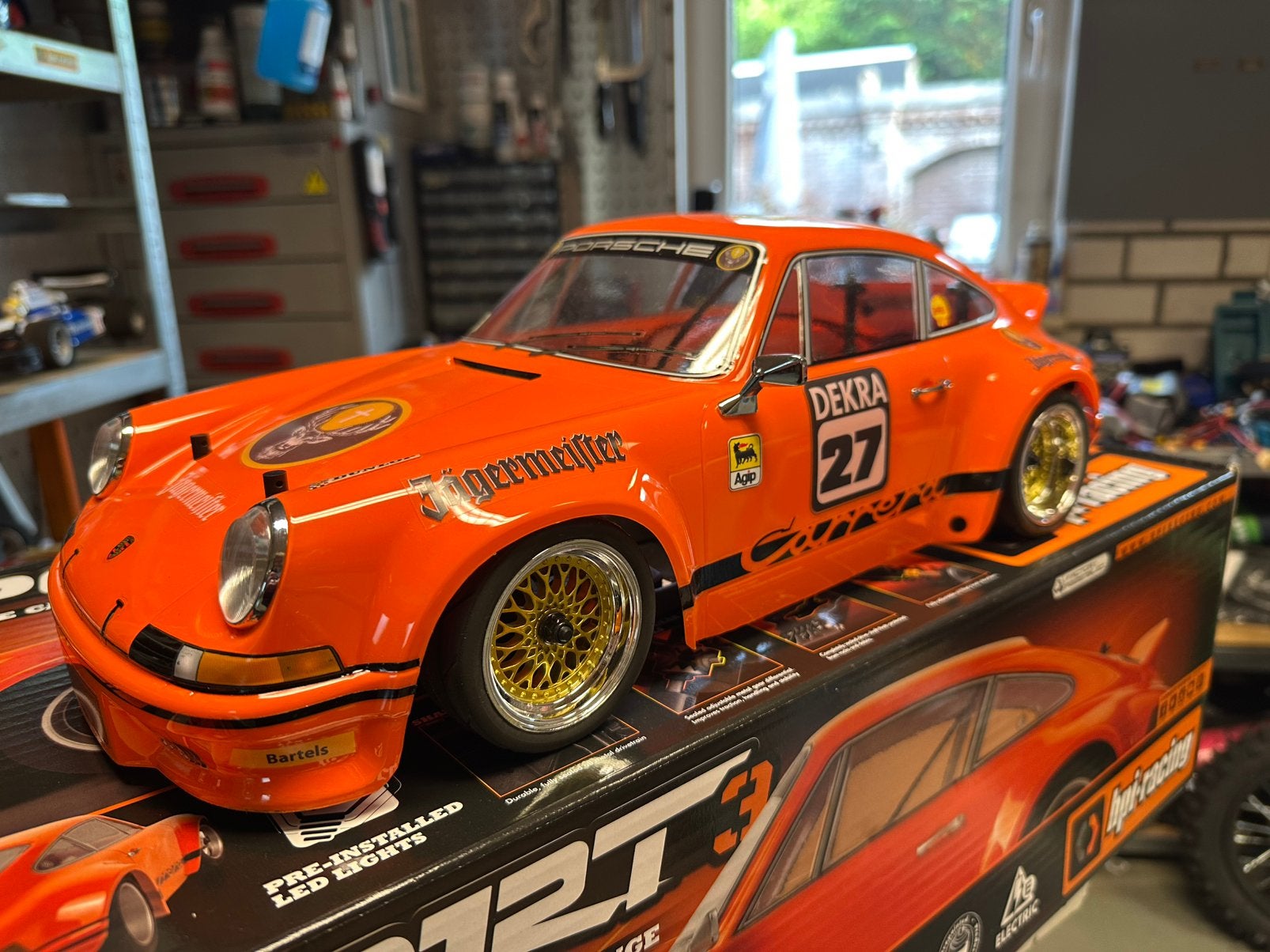 HPI Porsche 911 Jägermeister 1/10 brushed zeer compleet rtr, Ophalen of Verzenden, Zo goed als nieuw, Auto onroad