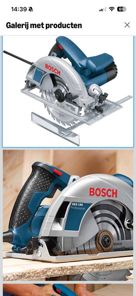 Bosch Professional GKS 190 cirkelzaagmachine, Cirkelzaag, 70 mm of meer, Ophalen of Verzenden, Zo goed als nieuw