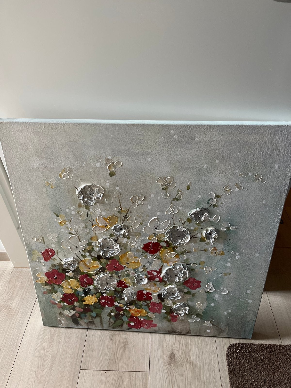 Modern schilderij met bloemen en 3D-effect, Ophalen, Acrylverf, 3D-effect, Overige materialen