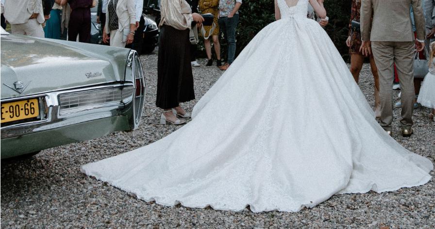 Mooie Sisi prinsessen trouwjurk, Ophalen, Gedragen, Wit, Trouwjurk