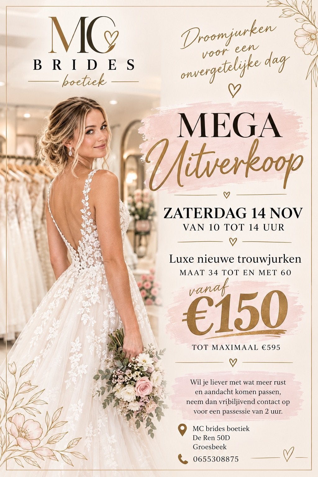 Mega uitverkoop van nieuwe trouwjurken!!!, Kleding | Dames, Ophalen, Nieuw, Wit, Trouwjurk