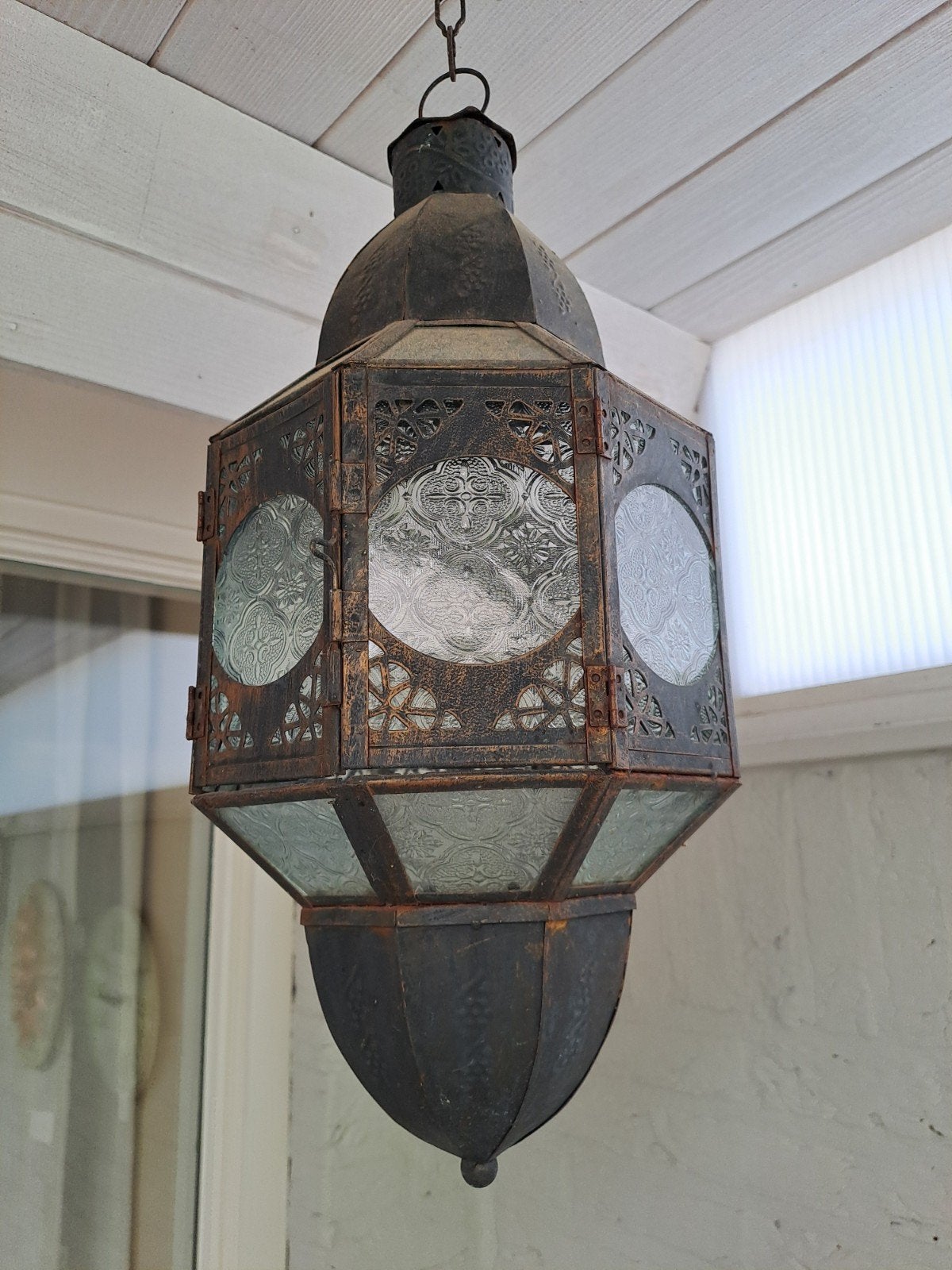 Oosterse hanglamp met glas en metaal, Ophalen