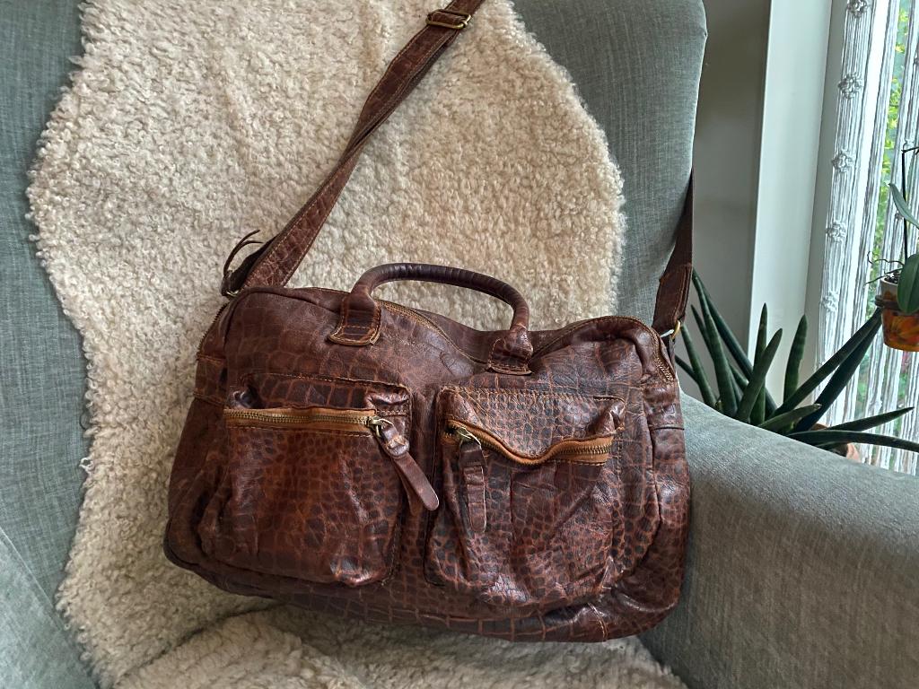 Crossbody schoudertas Cowboysbag, Overige merken, Gebruikt, Bruin, Ophalen of Verzenden