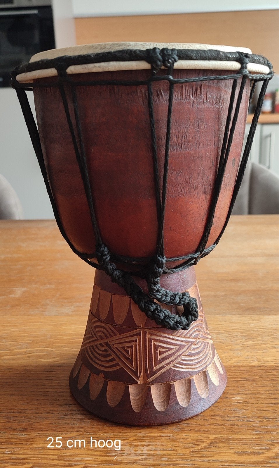 Mooie houten trom trommel - 25 cm hoog, Muziek en Instrumenten, Ophalen of Verzenden, Gebruikt, Overige merken