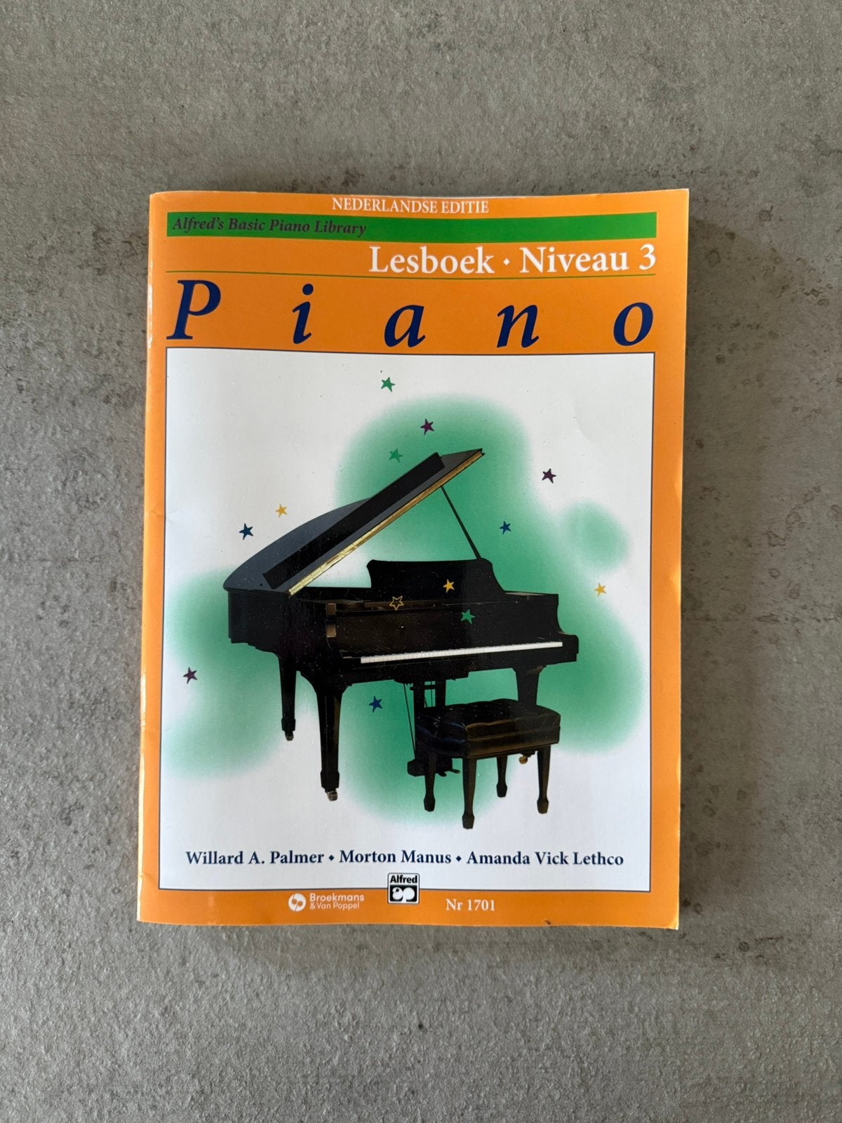 Alfred's Basic Piano library lesboek niveau 3, Ophalen of Verzenden, Zo goed als nieuw, Les of Cursus, Piano