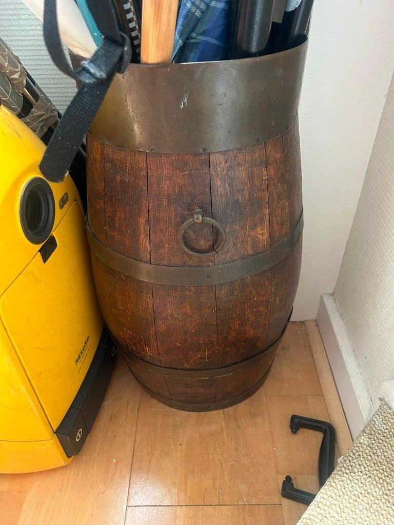 Antieke paraplubak / houten ton – decoratief, Ophalen, Gebruikt, Hout